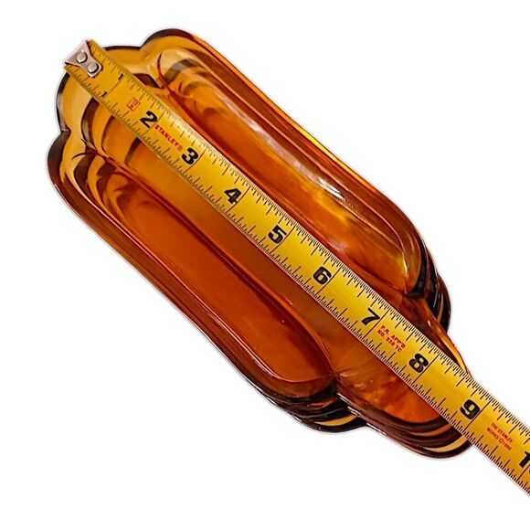 4 Amber Glass Banana Split Boat Sundae Dishes Set Vintage 70s 80s‎ Indiana Glass - Picture 2 of 16